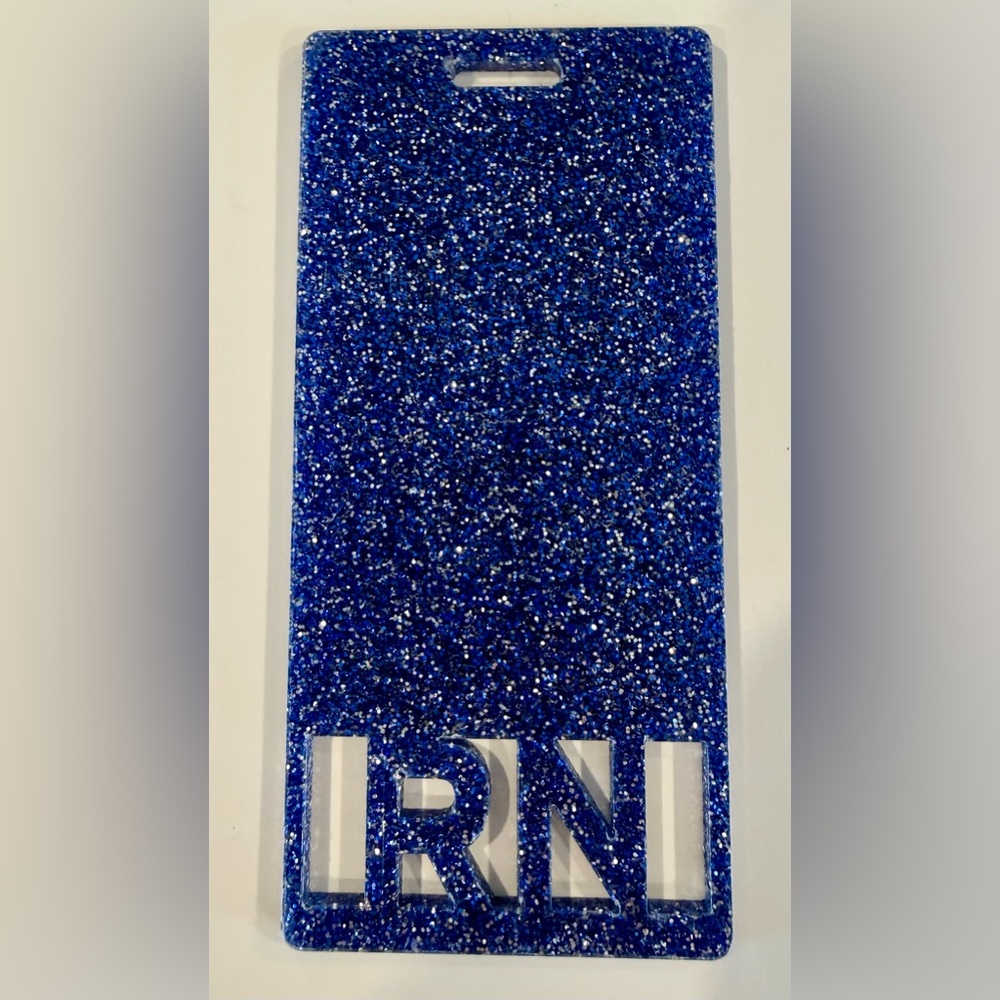RN Badge Buddy Blue Glitter
